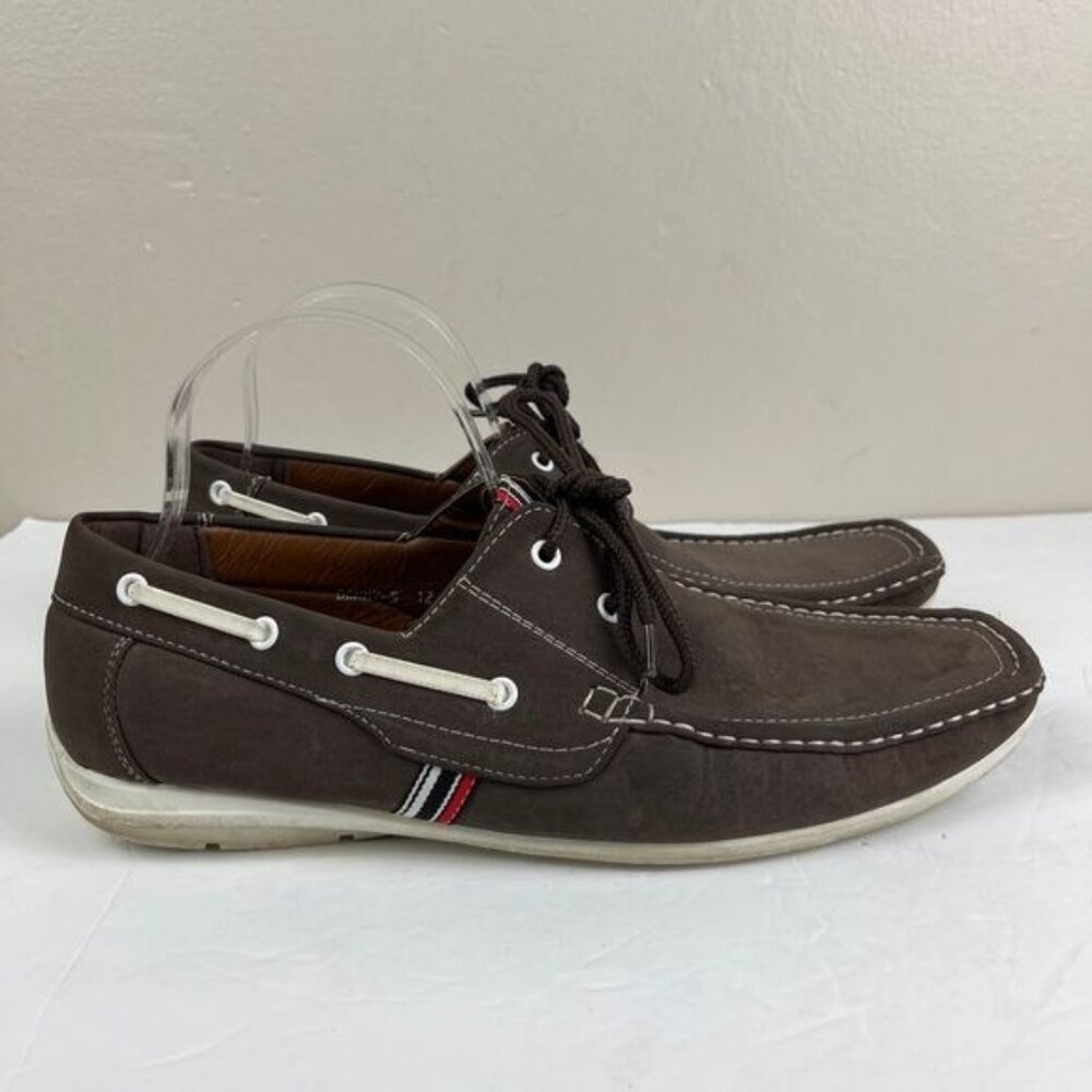 Franco Vanucci Mens Benny Square Toe Leather Boat Shoes Loafers size 12 nautical